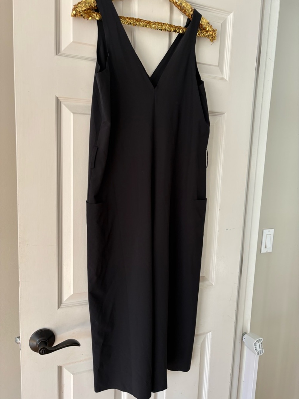 Athleta Womens Sarasota Wide Leg Cropped Black Jumpsuit Pockets Size S - Picture 2 of 7